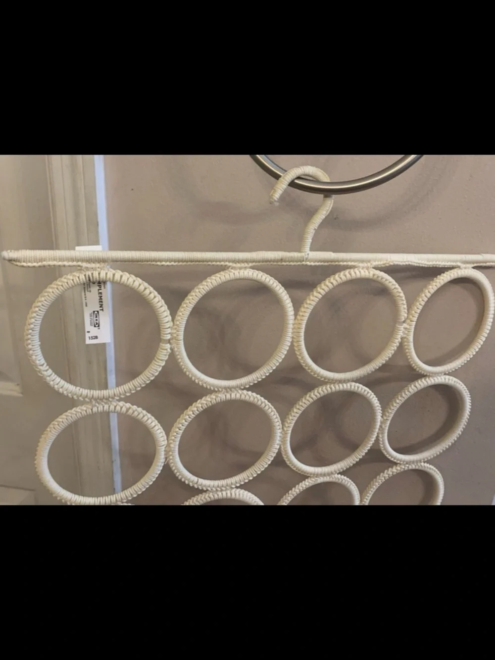 Round Braided Woven Scarf or Belt Organizer in Cream